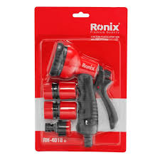 Ronix Spray Gun 8-Pattern Soft Coated + Hose Fitting Model: RH-4018