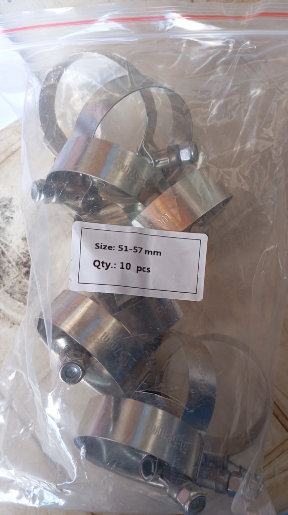 Hose Clamp - T Bolt, SS304, 51-57MM