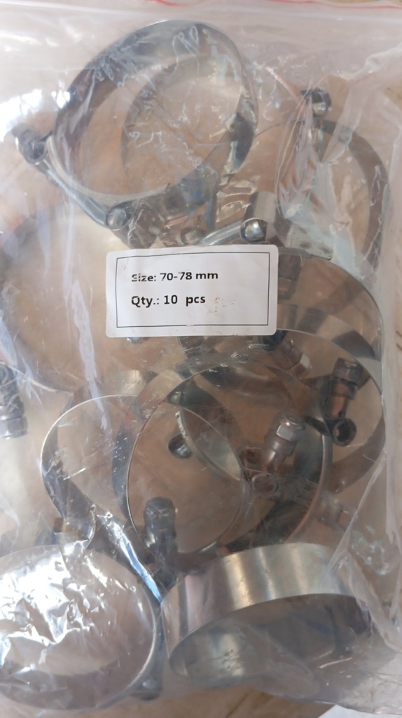 Hose Clamp - T Bolt, SS304, 70-78MM