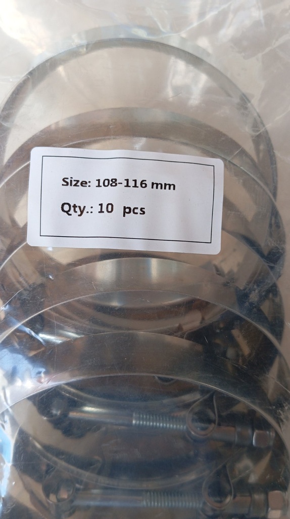 Hose Clamp - T Bolt, SS304, 108-116MM