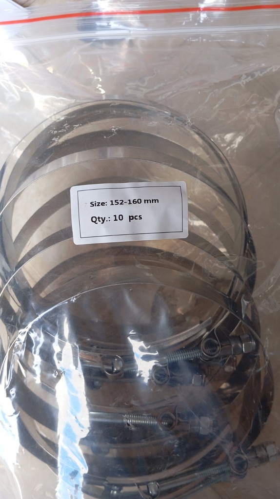 Hose Clamp - T Bolt, SS304, 152-160MM