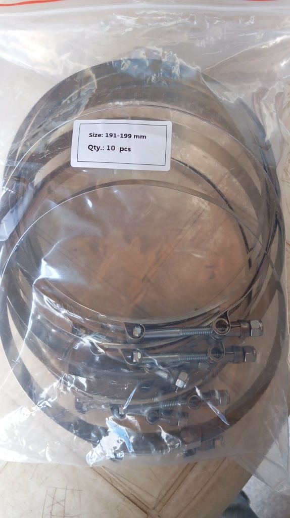 Hose Clamp - T Bolt, SS304, 191-199MM