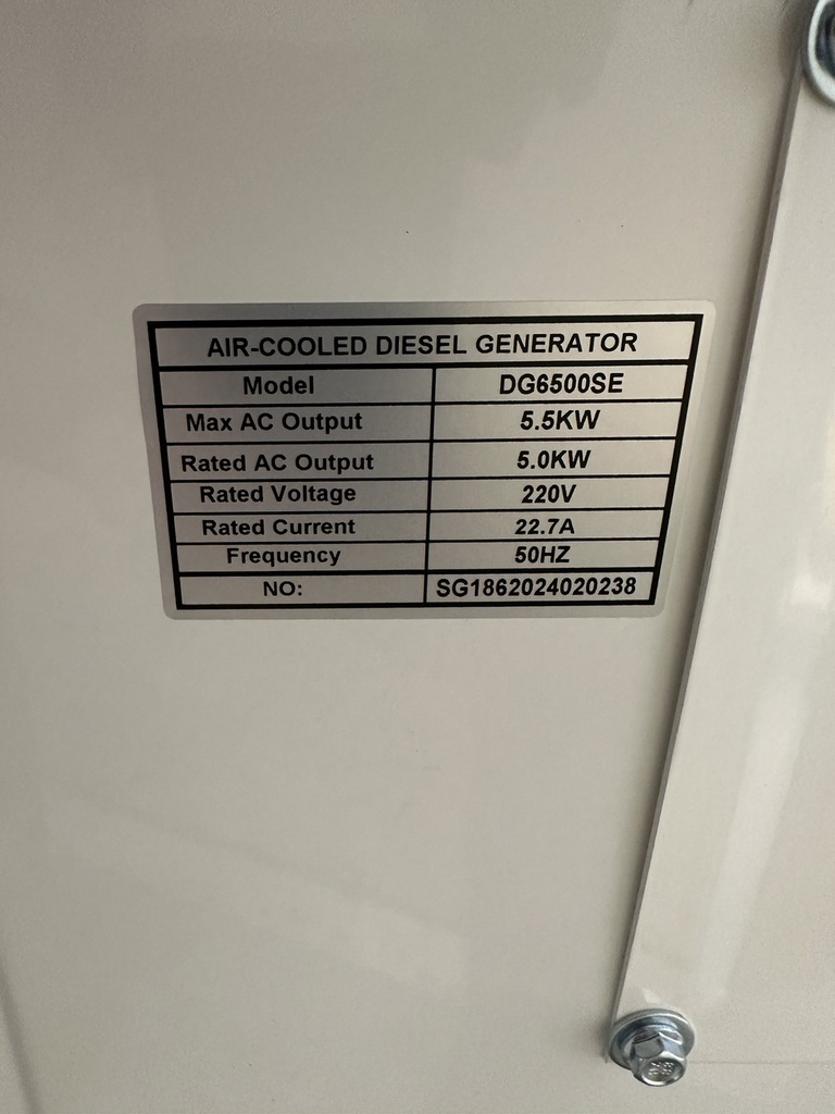 Generator Set - Silent, Diesel, 6.5kVA DG6500SE