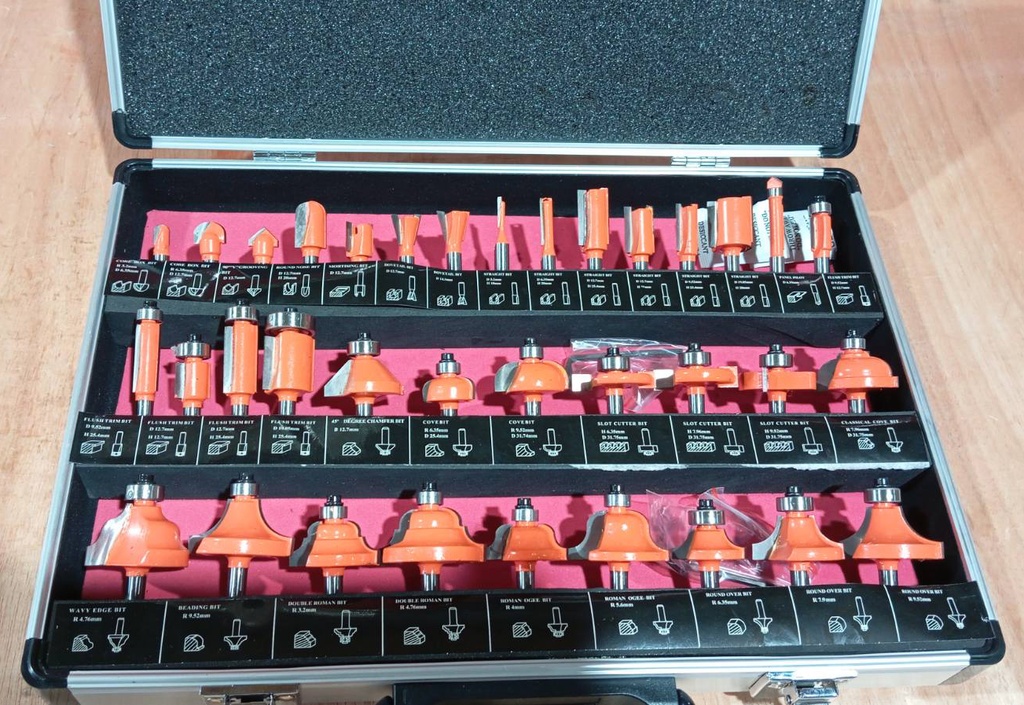 Router Bit Set (B) PTA-D15-000035, 1/4" Shank (35Pcs/Set)