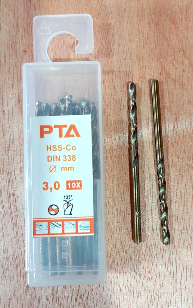 HSS Straight Shank Twist Drills, DIN338, M35 x 3MM