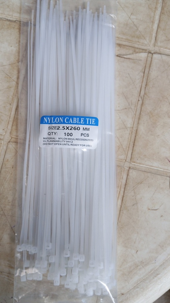Cable Tie 2.5*260MM (100Pcs/Pkt) White