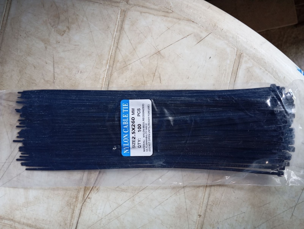 Cable Tie 2.5*260MM (100Pcs/Pkt) Black