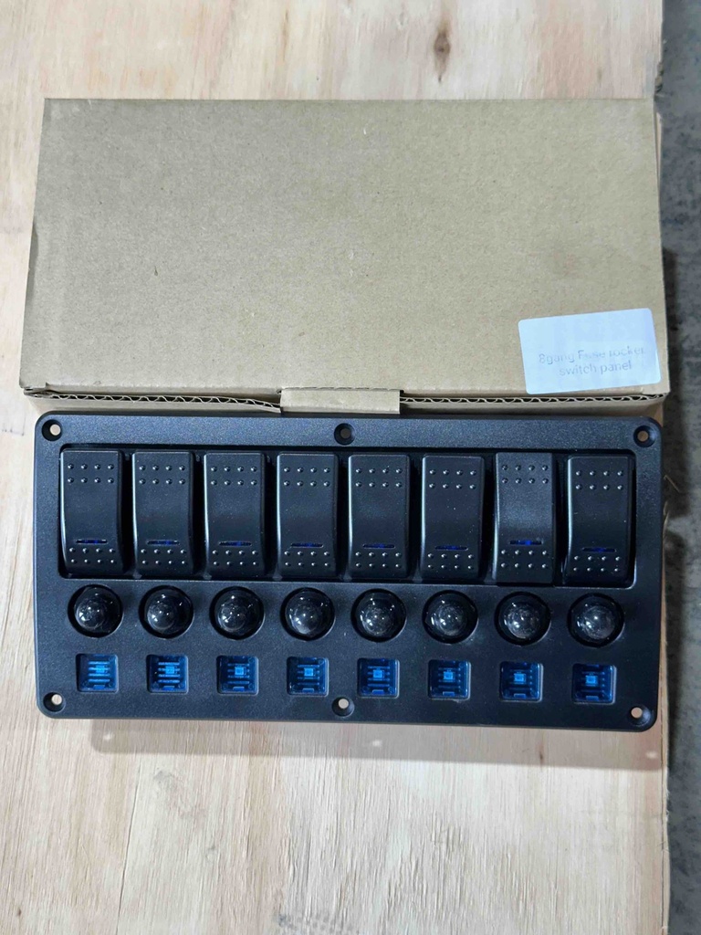 Fuse Rocker Switch Panel, Black Color, 8 Gang