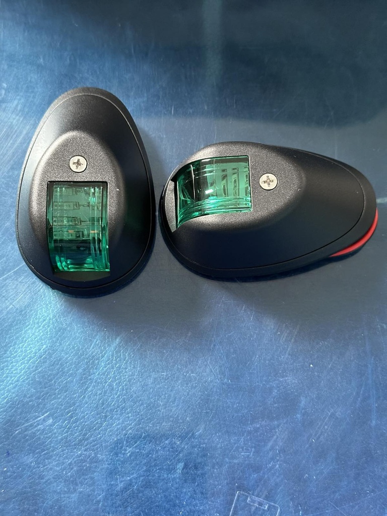 Starboard Light (Green) - Led Vertical Mount, Black Cover, DC