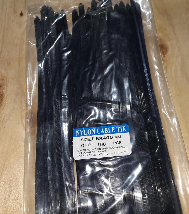 Cable Tie 7.6*400MM (100Pcs/Pkt) Black