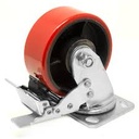 Caster Wheel, With Brake (Heavy Duty, Iron Core, Polyurethane, Load 500KG) 4"