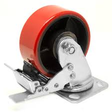 Caster Wheel, With Brake (Heavy Duty, Iron Core, Polyurethane, Load 500KG) 5"