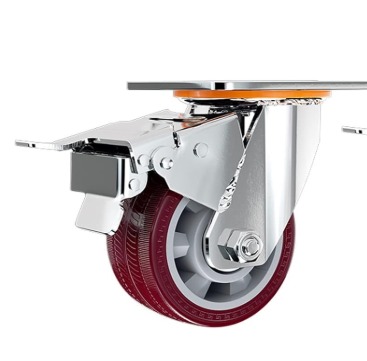 Caster Wheel, With Brake (Heavy Duty, Thick Polyurethane, Load 200KG) 5"
