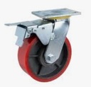 Caster Wheel, With Brake (Medium Duty, Iron Core, Polyurethane, Load 100KG) 4"