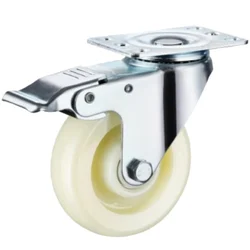 Caster Wheel, With Brake (Small, White Nylon, Load 50KG) 3"