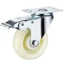 Caster Wheel, With Brake (Small, White Nylon, Load 50KG) 5"