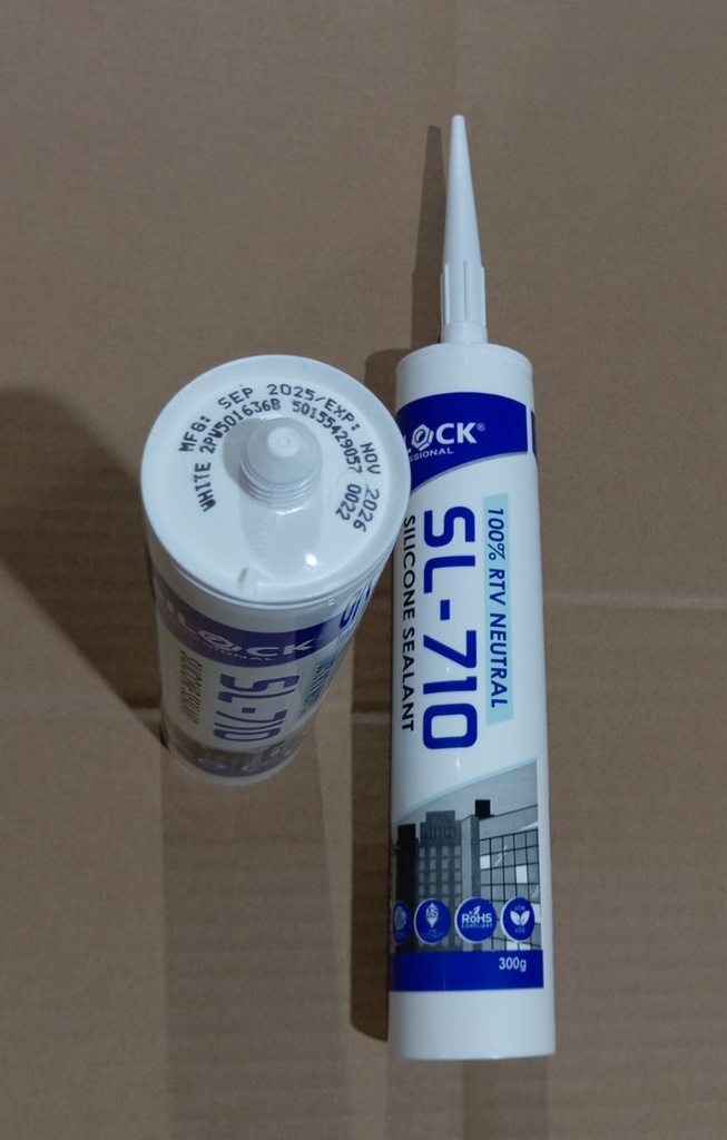 Silock - Silicone Sealant, SL-710, White (For Glass to Metal and Polycarbonate) 290G