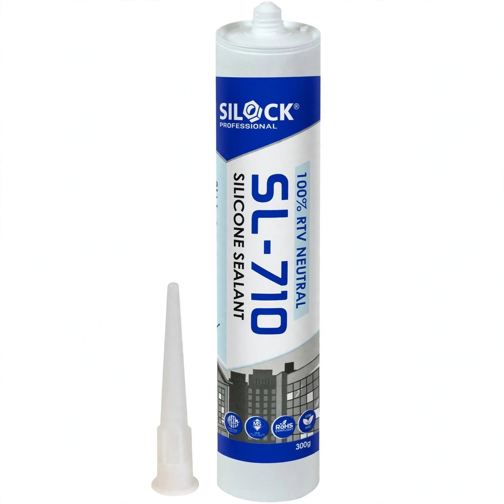 Silock - Silicone Sealant, SL-710, White (For Glass to Metal and Polycarbonate) 300G