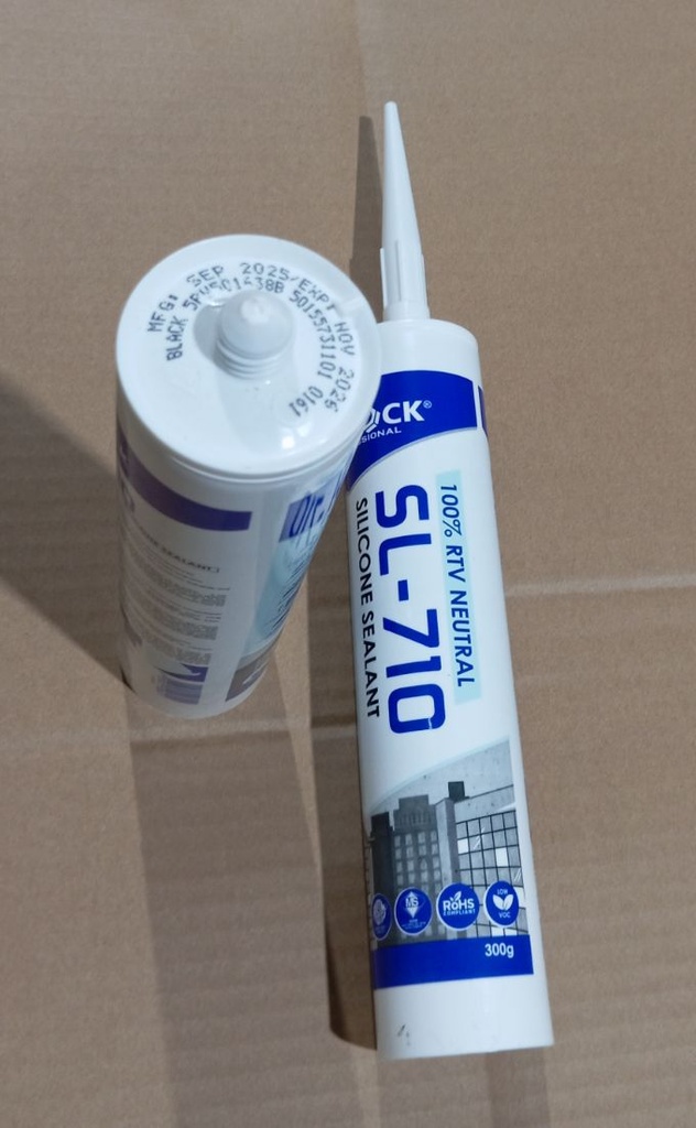 Silock - Silicone Sealant, SL-710, Black (For Glass to Metal and Polycarbonate) 290G