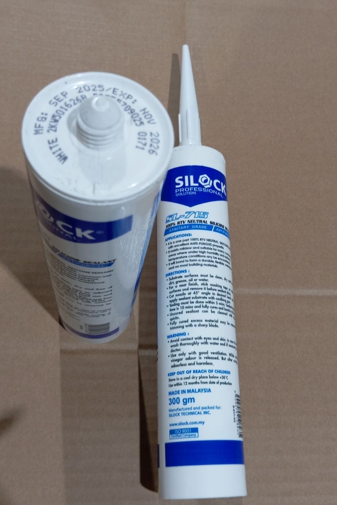 Silock - Silicone Sealant, SL-715, White (For Wet Area and Bathroom) 300ML