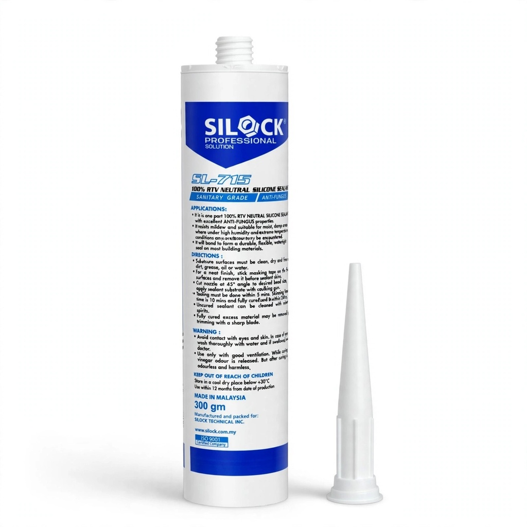 Silock - Silicone Sealant, SL-715, White (For Wet Area and Bathroom) 300ML