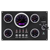 Gauge - 5 Gauges set (Tachometer, Volt-DC24V, Water temp, Oil Pressure, Fuel Level) IG5GSETB-4000 (°C), Black Faceplate with White Back light