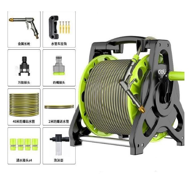 Deli Water Hose Reel Cart Set, 30M Hose Pipe