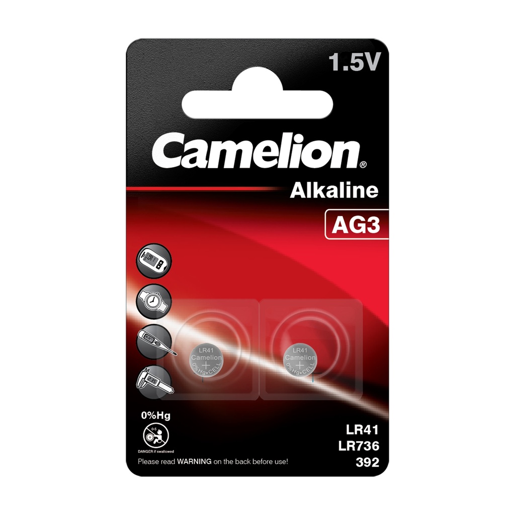 Camelion Battery 1.5V, AG3/LR41 Alkaline