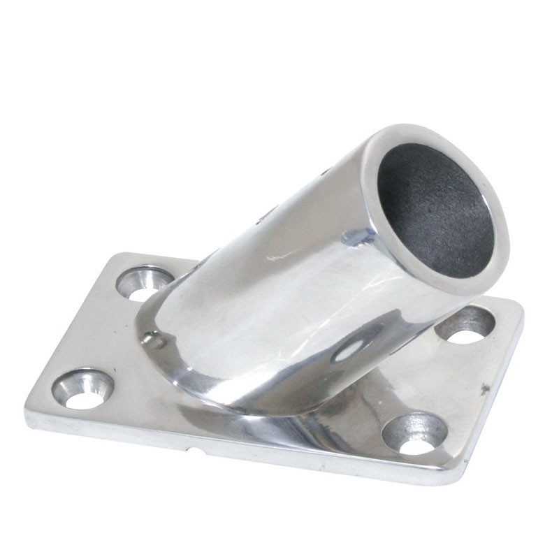 Handrail Socket With Rectangular Base SS316, 45°, 25MM