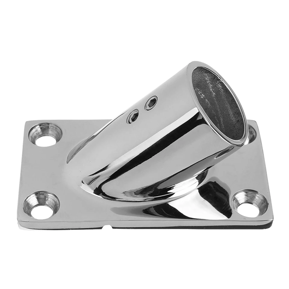 Handrail Socket With Rectangular Base SS316, 30°, 22MM
