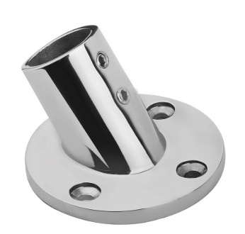 Handrail Socket With Round Base SS316, 60°, 22MM