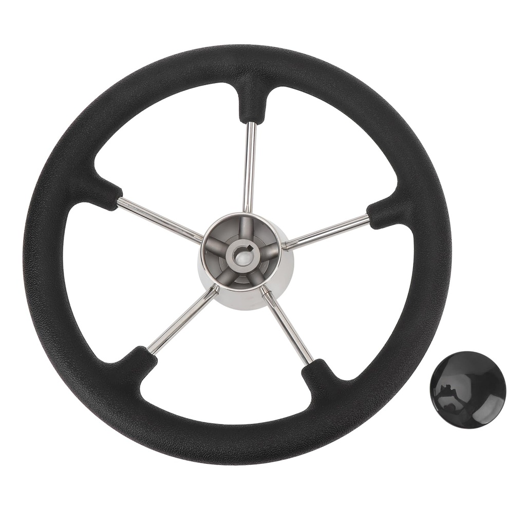 Steering Wheel With Black Foam Grip 16", 5 Spoke, SS316