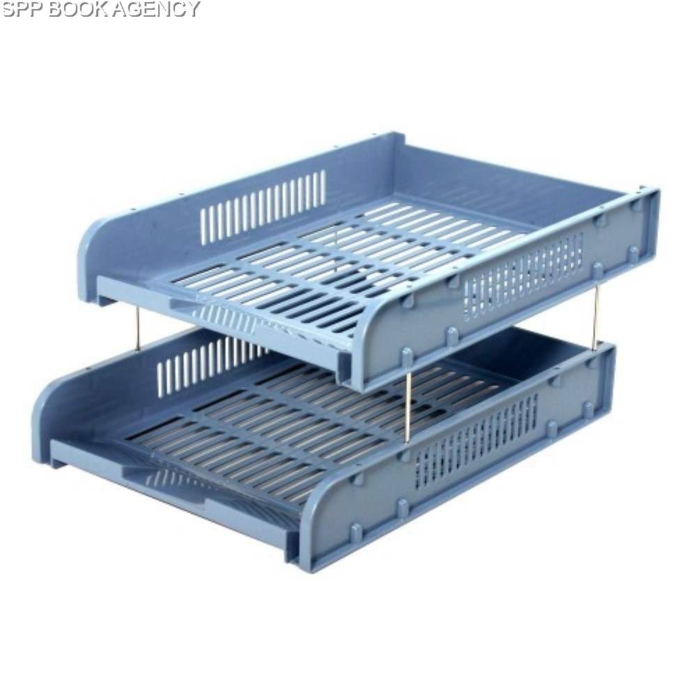 Plastic Desktop File Tray Blue 2 Layer