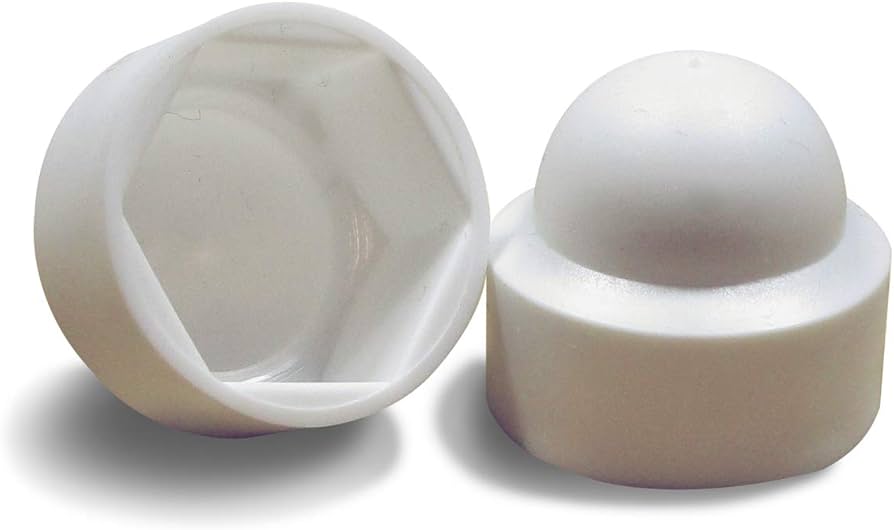 Plastic Dome Nut Protective Bushing Covers, White 16MM