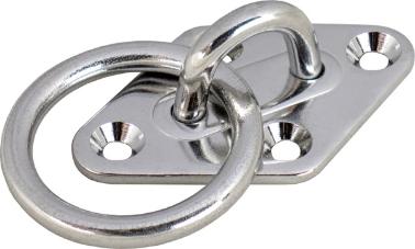 Diamond Pad Eye Plate with Ring, SS316, 80 x 55MM