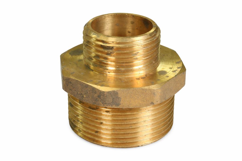 Brass Threaded Hex Reducing Nipple 1-1/2" x 1"