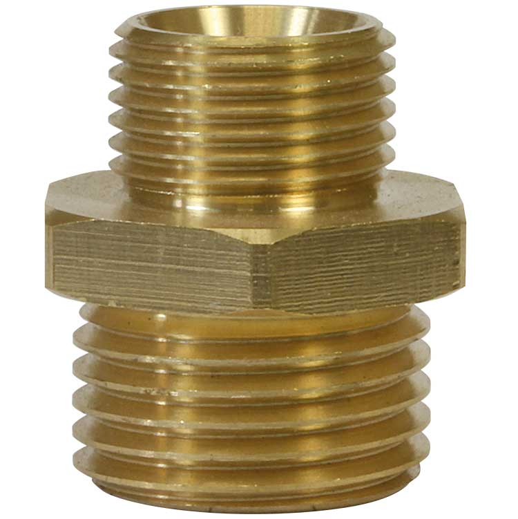 Brass Threaded Hex Reducing Nipple 3/4" x 1/2"