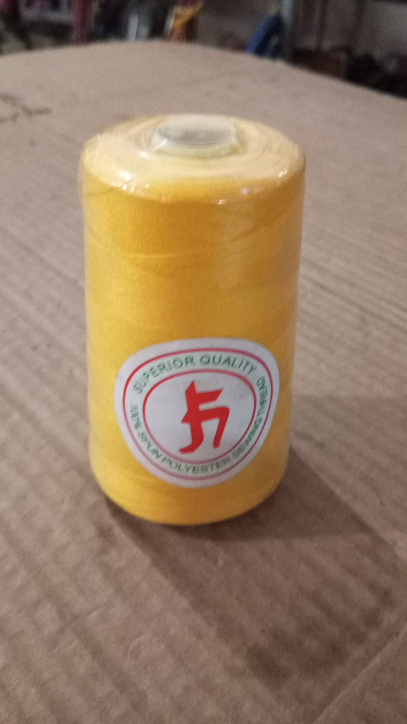 Sewing Thread - 100% Spun Polyster, Yellow Color, 2500 Yard