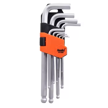 Asaki Ball Point Hex Key Set AK-0409, 1.5-10MM ( Extra Long )