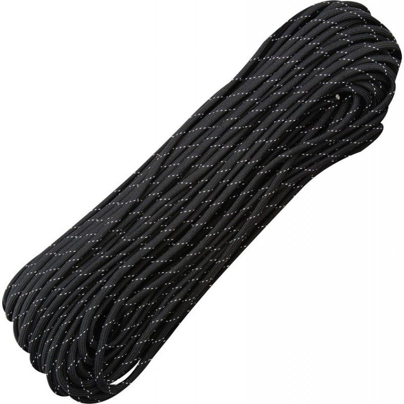 Ropenet - PP Multi 16-strand Braided Rope 3MM X 30M, Black/Reflective Line