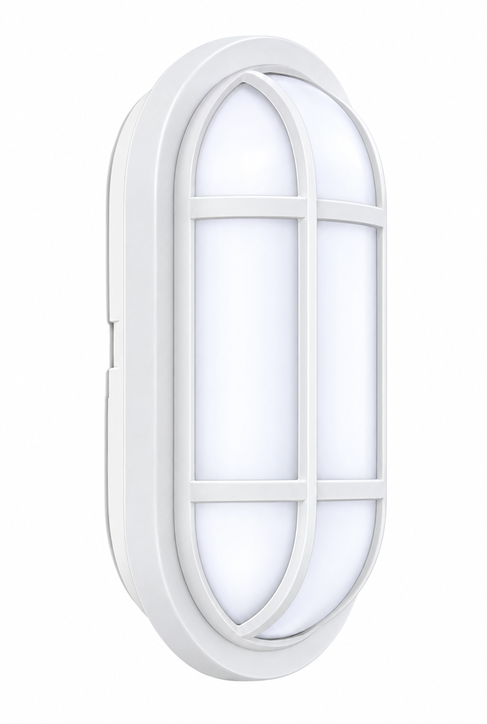 Gaorui Oval LED Bulkhead Light, Black Protective Frame GR-SZ-1115A, 10W/6400K - White