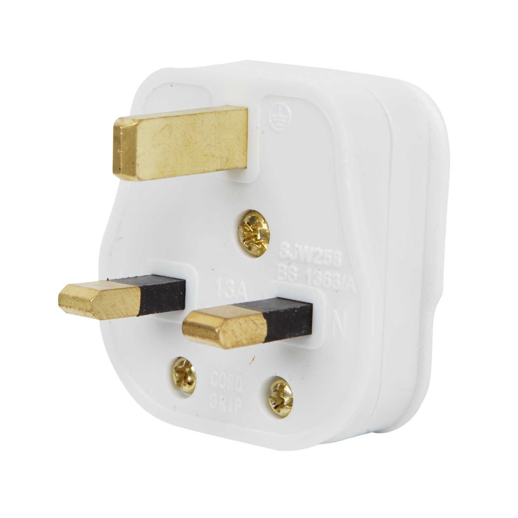 3Pin Plug Top 13Amp White Maat