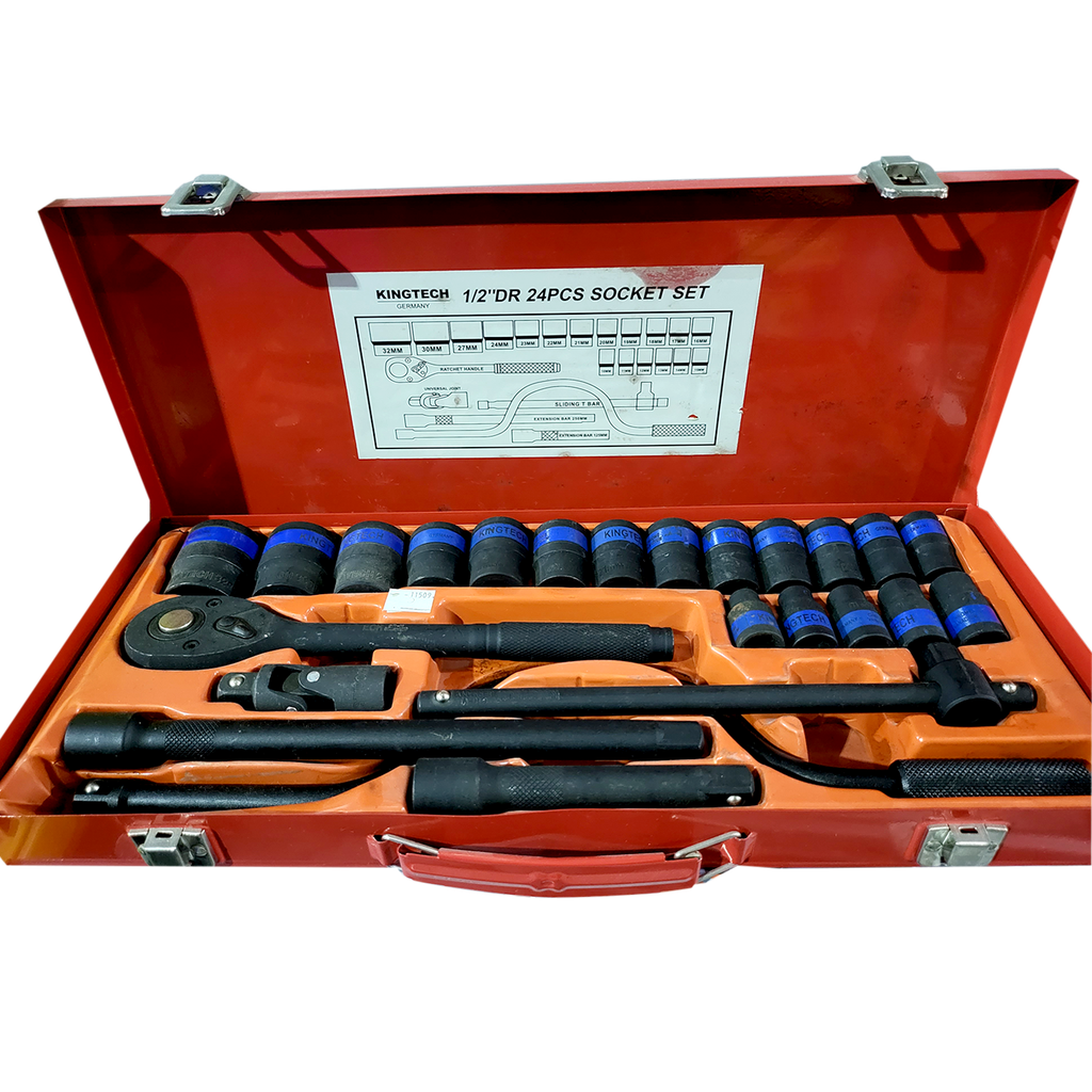 Socket Set 24Pc Black 1/2Dr Speed Handle (10-32Mm)- Kingtech