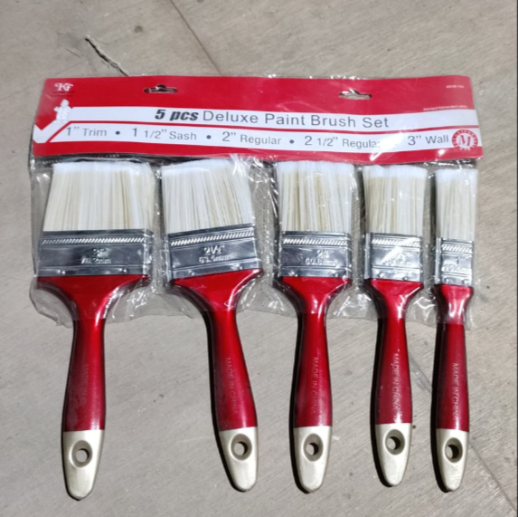 Paint Brush White Bristle 5Pc/Set Deluxe
