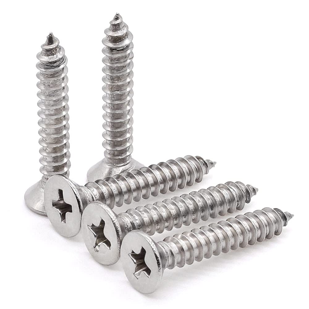Screw - Self Tapping, CSK, Phillips Head, SS304, 8 X 1''