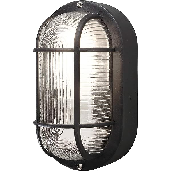 Bulk Head Lamp Fitting Black Frame Clear Glass EMKAY