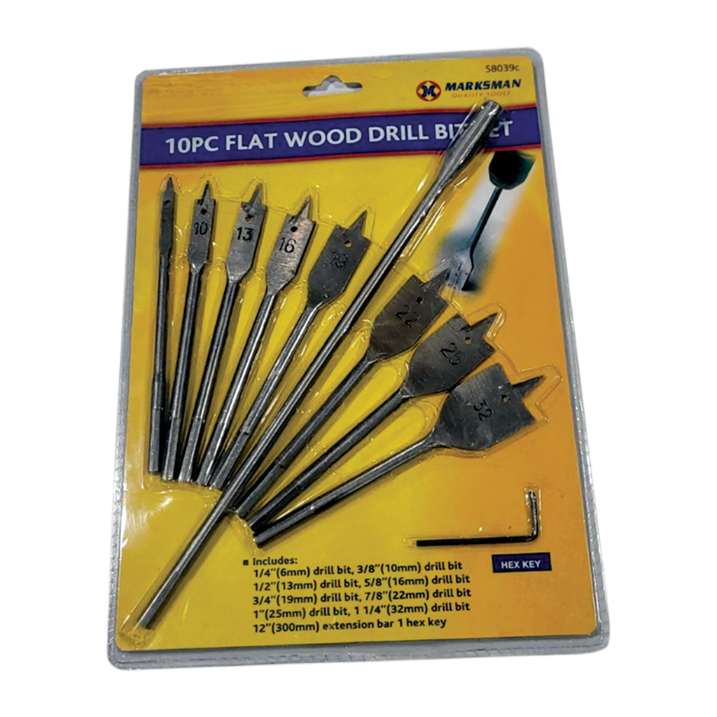 Flat Wood Drill Bits 10Pcs/Set Brand: Marksman