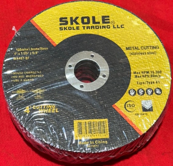 Skole - Cutting Wheel Metal  4" (105*1.0*16MM) 