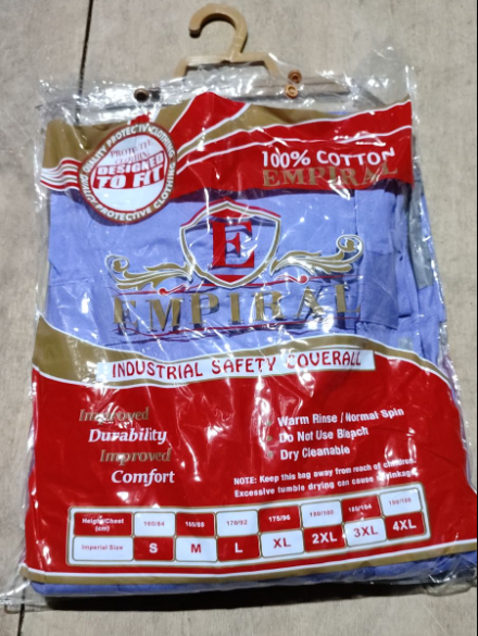 Coverall 100% Cotton, P.Blue Color (L) Brand: Empiral