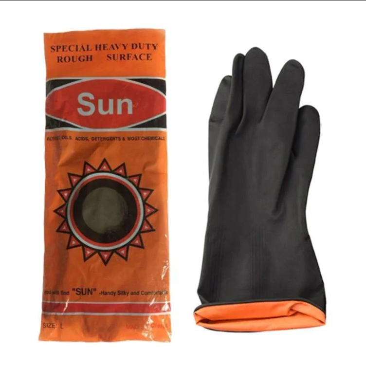 Rubber Gloves 12"/100g Orange/Black Sun Brand